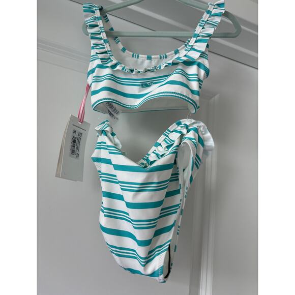 Vineyard Vines J-Stripe Square Neck Bikini White and Blue Size 5/6 NWTs - Picture 3 of 4
